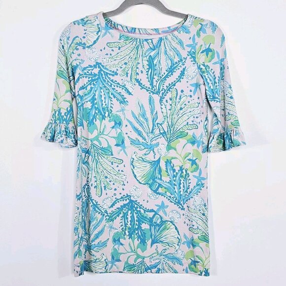 Lilly Pulitzer Girls Dress Youth Large 8 10 Pink Blue Sea Coral Preppy Coastal